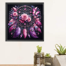 Load image into Gallery viewer, Diamond Painting - Full Round - Pink rose dream catcher (30*30CM)
