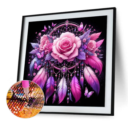 Diamond Painting - Full Round - Flowers and dream catcher (30*30CM)