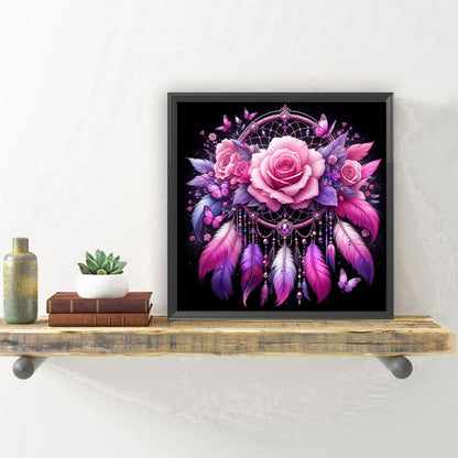 Diamond Painting - Full Round - Flowers and dream catcher (30*30CM)