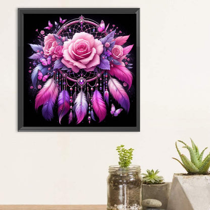 Diamond Painting - Full Round - Flowers and dream catcher (30*30CM)