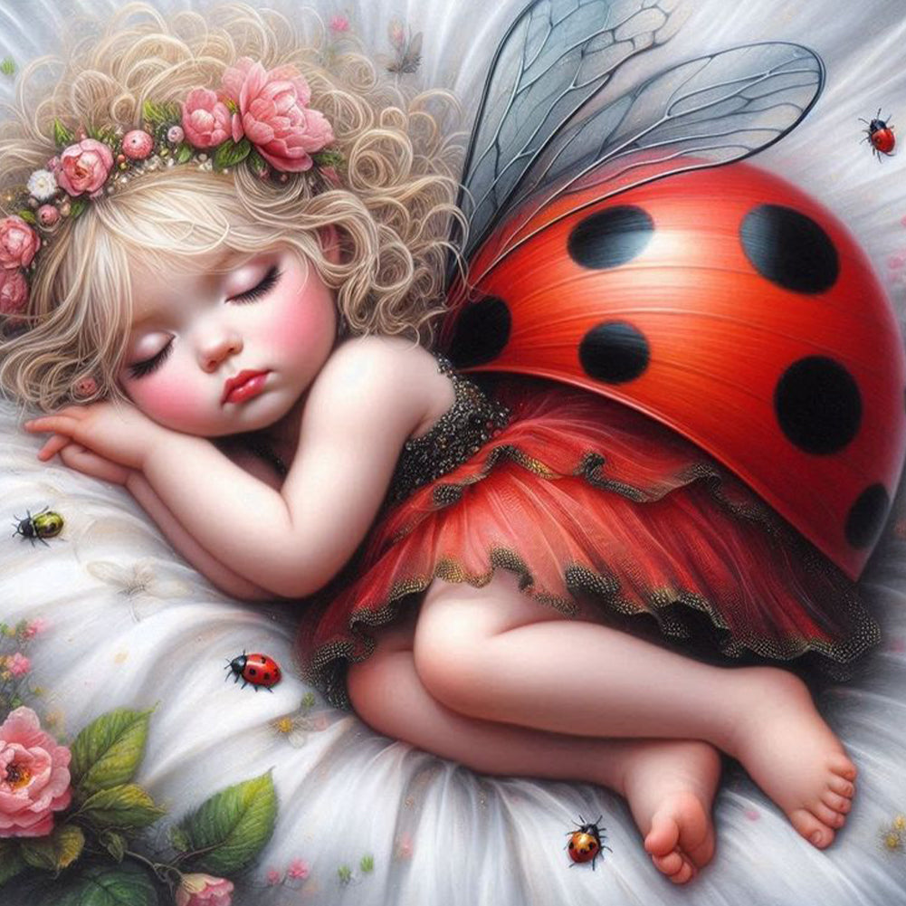 Diamond Painting - Full Round - Sleeping baby insect (30*30CM)