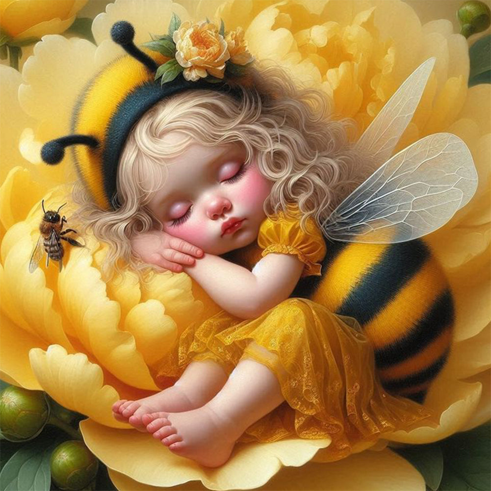Diamond Painting - Full Round - Sleeping baby bee (30*30CM)