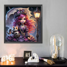 Load image into Gallery viewer, Diamond Painting - Full Round - Gothic girl and cat (40*40CM)
