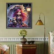 Load image into Gallery viewer, Diamond Painting - Full Round - Gothic girl and cat (40*40CM)
