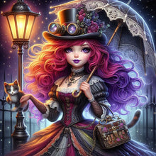 Load image into Gallery viewer, Diamond Painting - Full Round - Gothic girl and cat (40*40CM)
