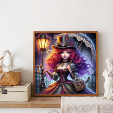 Load image into Gallery viewer, Diamond Painting - Full Round - Gothic girl and cat (40*40CM)
