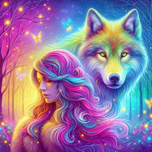 Load image into Gallery viewer, Diamond Painting - Full Round - Wolf And Girl (30*30CM)
