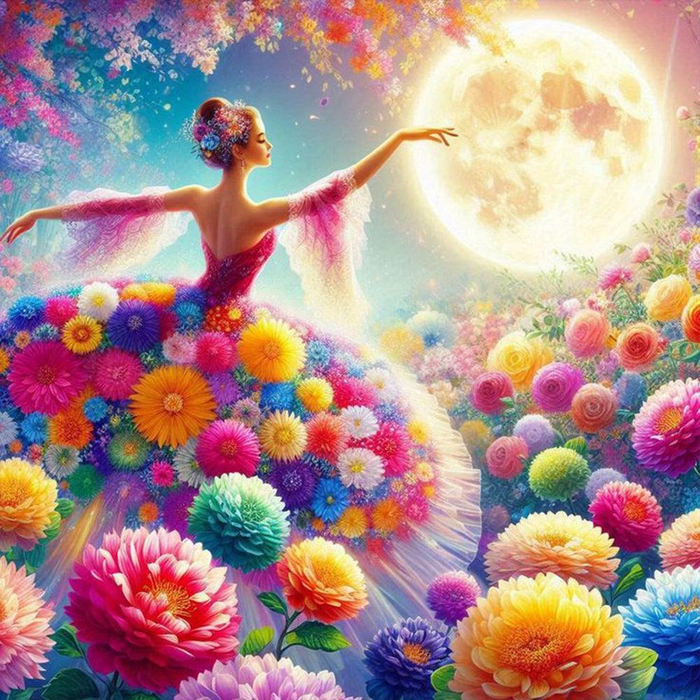 Diamond Painting - Full Round - Girl Of Flowers (30*30CM)