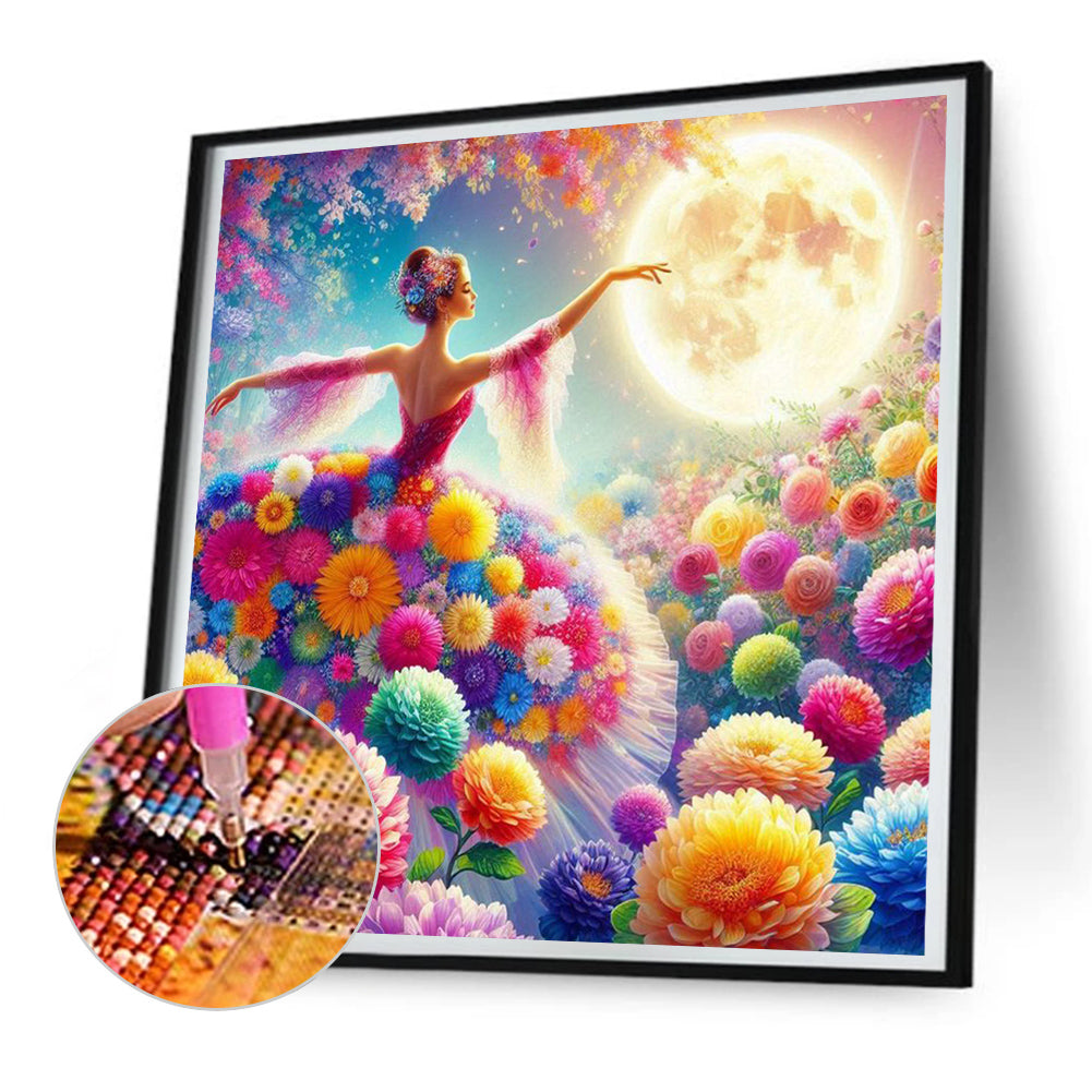 Diamond Painting - Full Round - Girl Of Flowers (30*30CM)