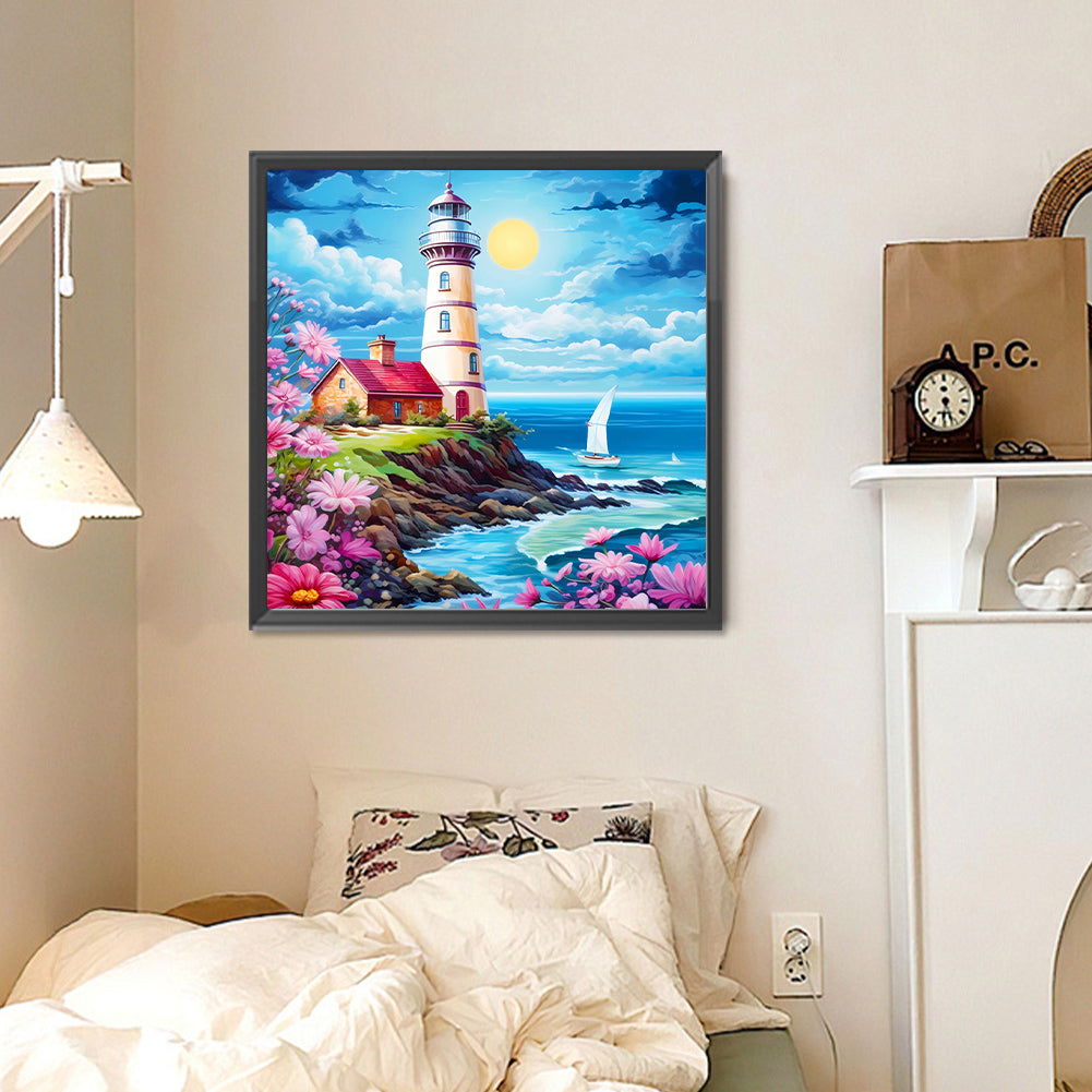 Diamond Painting - Full Round - Seaside lighthouse (30*30CM)