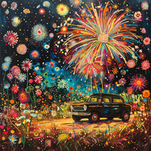 Load image into Gallery viewer, Diamond Painting - Full Round - Fireworks car in the dark (30*30CM)
