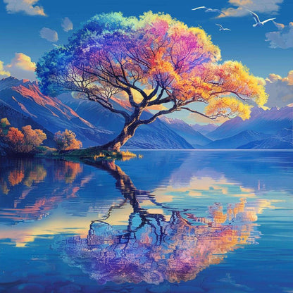 Diamond Painting - Full Round - Mirror pink tree (30*30CM)