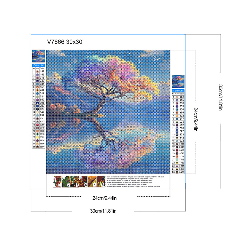 Diamond Painting - Full Round - Mirror pink tree (30*30CM)