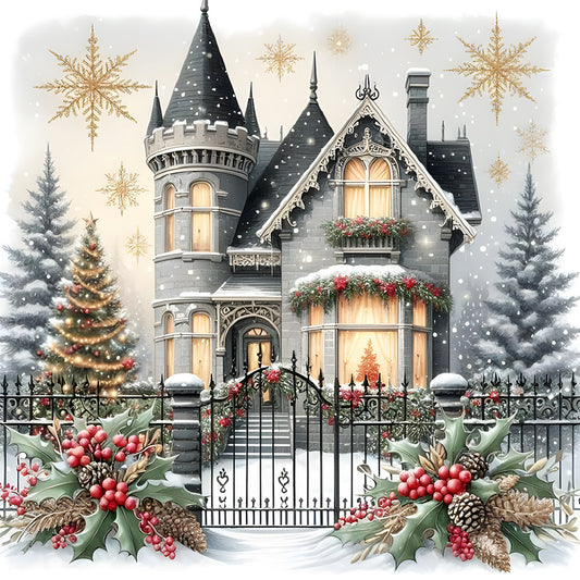 Diamond Painting - Full Round - House In Snow Scene (30*30CM)