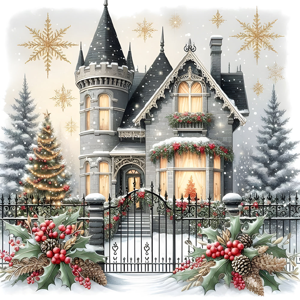 Diamond Painting - Full Round - House In Snow Scene (30*30CM)