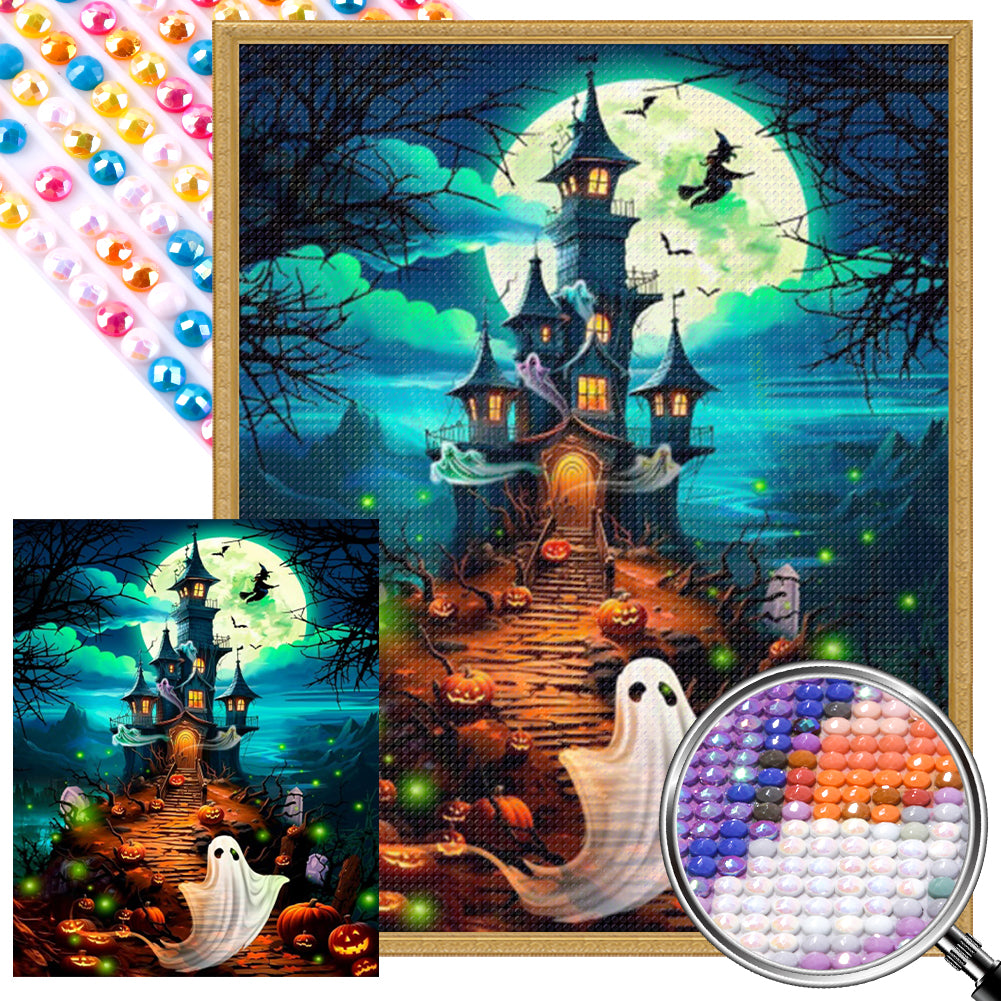 AB Diamond Painting - Full Round - Old castle ghost (40*50CM)