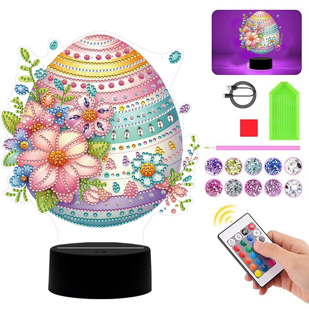 Acrylic Double Sided Bunny Egg Diamond Painting LED Night Light for Easter Gifts