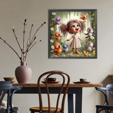 Load image into Gallery viewer, Diamond Painting - Full Round - Singing Birds In The Forest And Girl (40*40CM)
