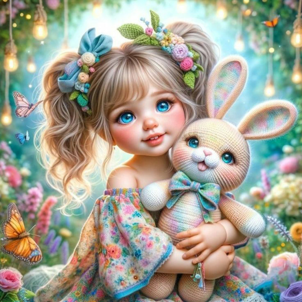 Diamond Painting - Full Round - Butterfly Bunny Girl (40*40CM)