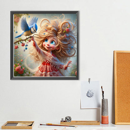Diamond Painting - Full Round - Blue Bird Velvet Girl (40*40CM)