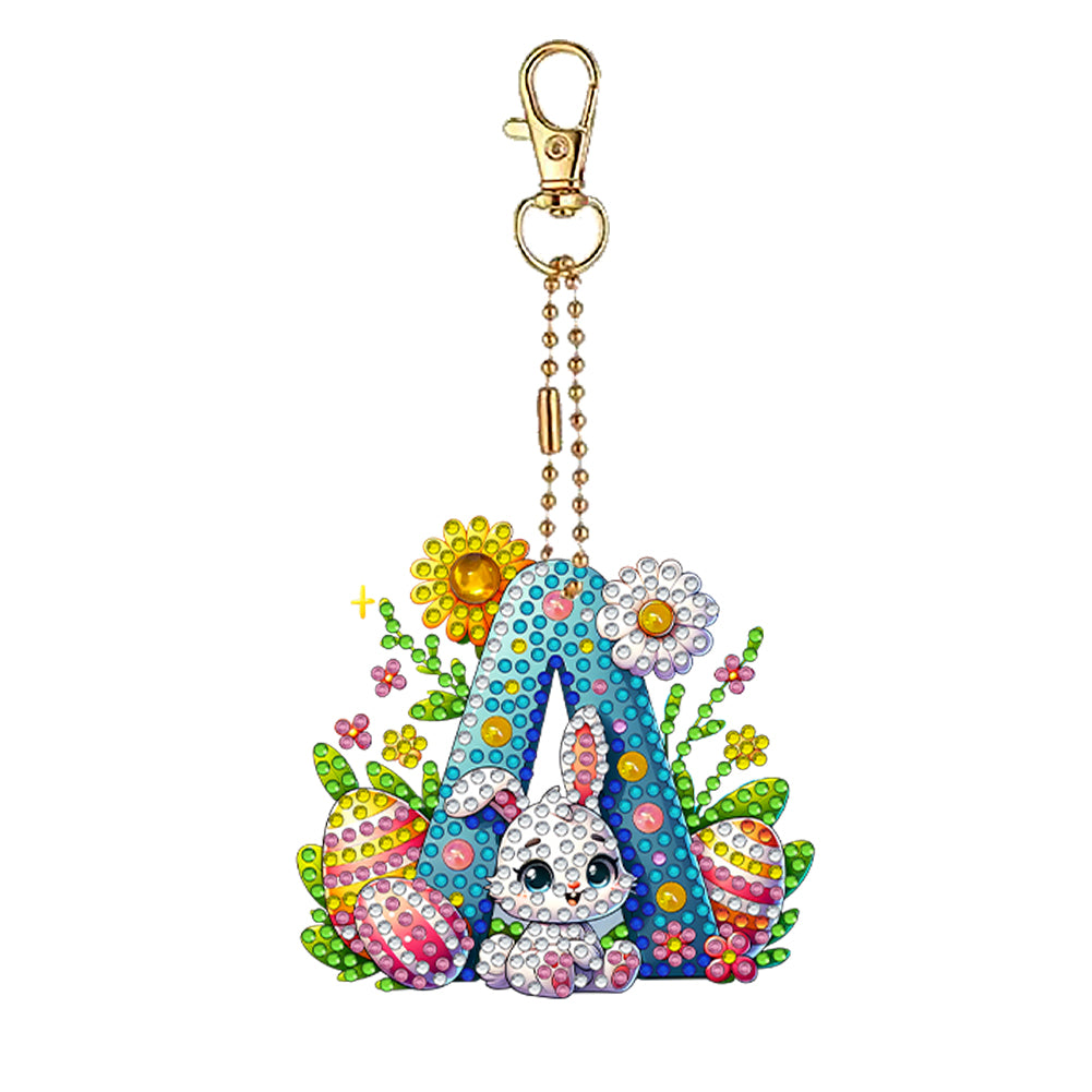 PET Double Sided Special Shaped Easter Alphabet DIY Diamond Painting Keychain
