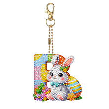 Load image into Gallery viewer, PET Double Sided Special Shaped Easter Alphabet DIY Diamond Painting Keychain
