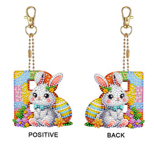 Load image into Gallery viewer, PET Double Sided Special Shaped Easter Alphabet DIY Diamond Painting Keychain
