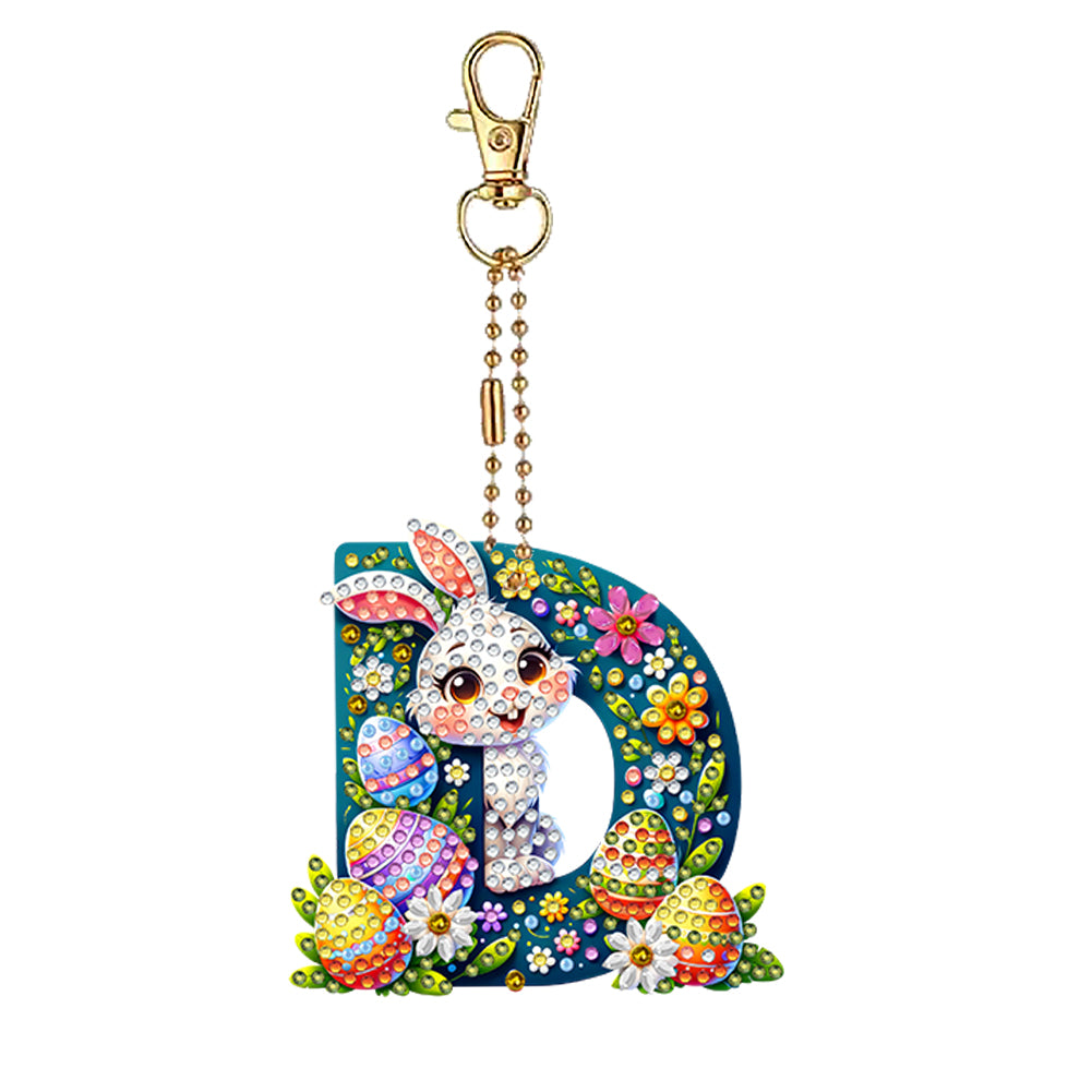 PET Double Sided Special Shaped Easter Alphabet DIY Diamond Painting Keychain