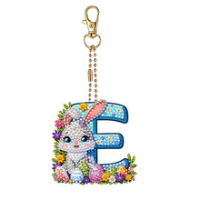 Load image into Gallery viewer, PET Double Sided Special Shaped Easter Alphabet DIY Diamond Painting Keychain
