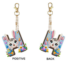 Load image into Gallery viewer, PET Double Sided Special Shaped Easter Alphabet DIY Diamond Painting Keychain
