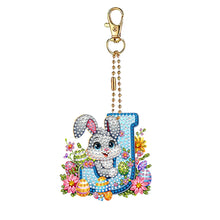 Load image into Gallery viewer, PET Double Sided Special Shaped Easter Alphabet DIY Diamond Painting Keychain
