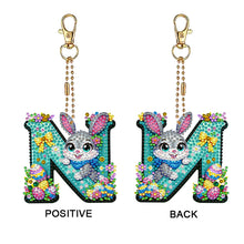 Load image into Gallery viewer, PET Double Sided Special Shaped Easter Alphabet DIY Diamond Painting Keychain

