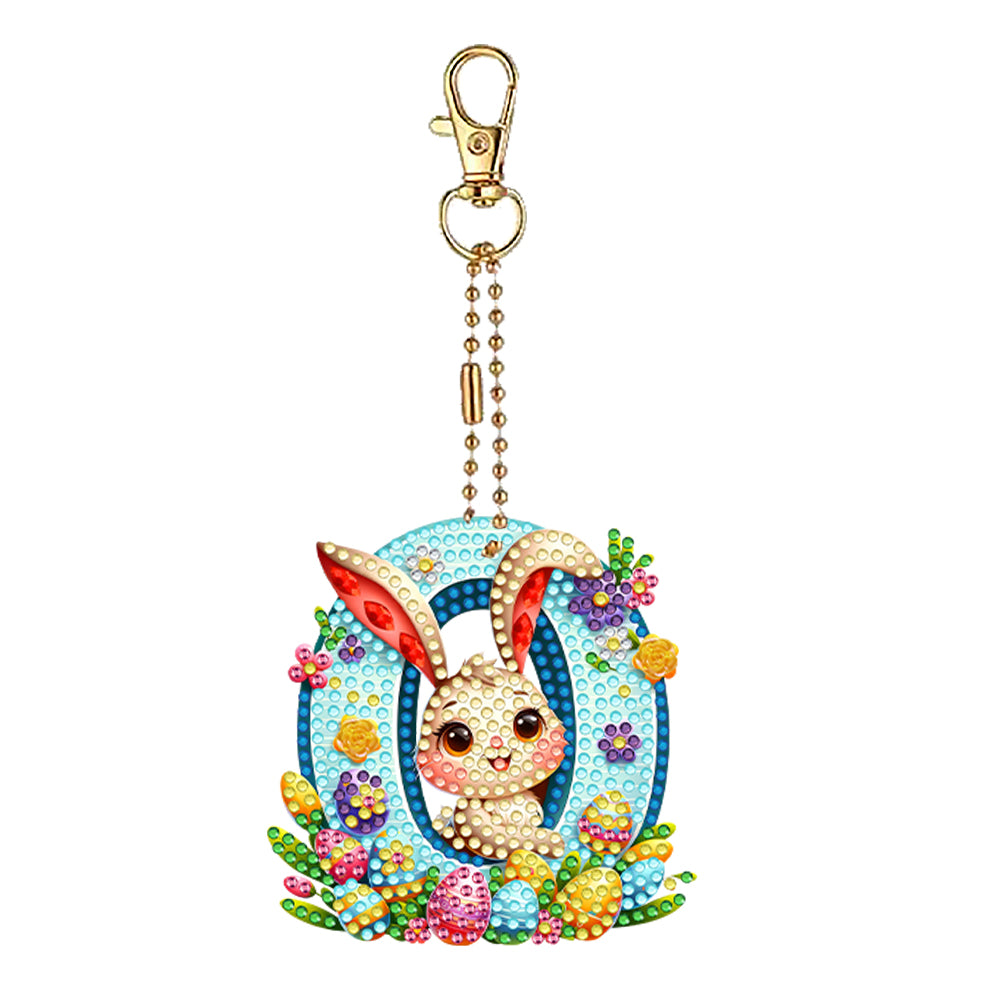 PET Double Sided Special Shaped Easter Alphabet DIY Diamond Painting Keychain