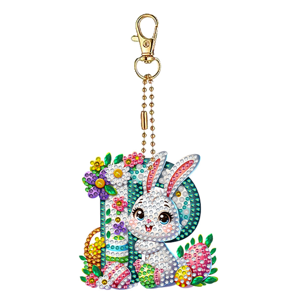 PET Double Sided Special Shaped Easter Alphabet DIY Diamond Painting Keychain