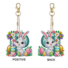 Load image into Gallery viewer, PET Double Sided Special Shaped Easter Alphabet DIY Diamond Painting Keychain

