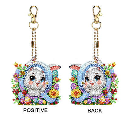 PET Double Sided Special Shaped Easter Alphabet DIY Diamond Painting Keychain