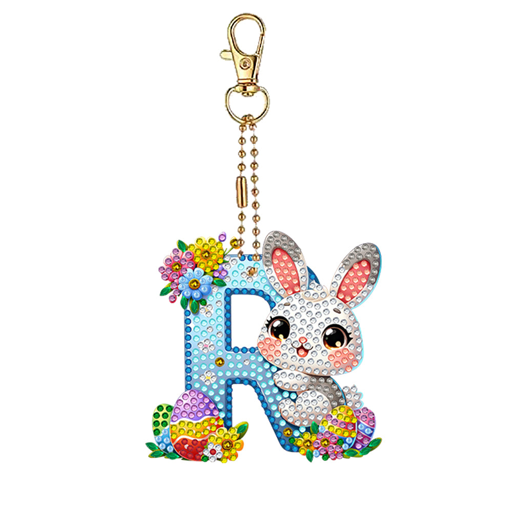 PET Double Sided Special Shaped Easter Alphabet DIY Diamond Painting Keychain