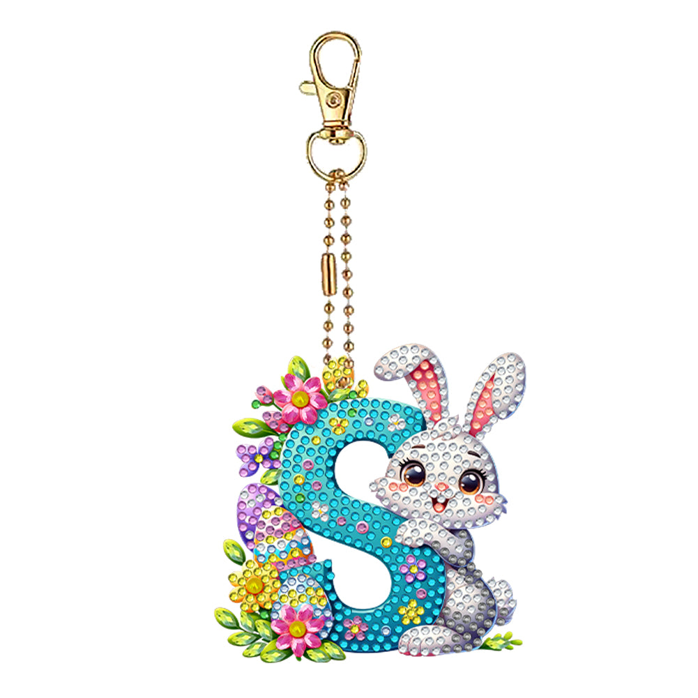 PET Double Sided Special Shaped Easter Alphabet DIY Diamond Painting Keychain