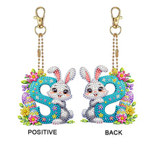 Load image into Gallery viewer, PET Double Sided Special Shaped Easter Alphabet DIY Diamond Painting Keychain
