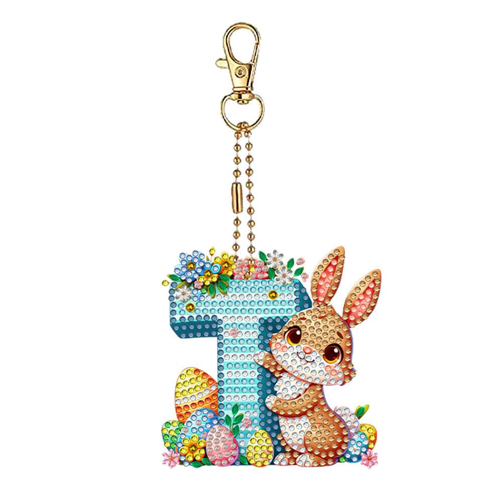 PET Double Sided Special Shaped Easter Alphabet DIY Diamond Painting Keychain
