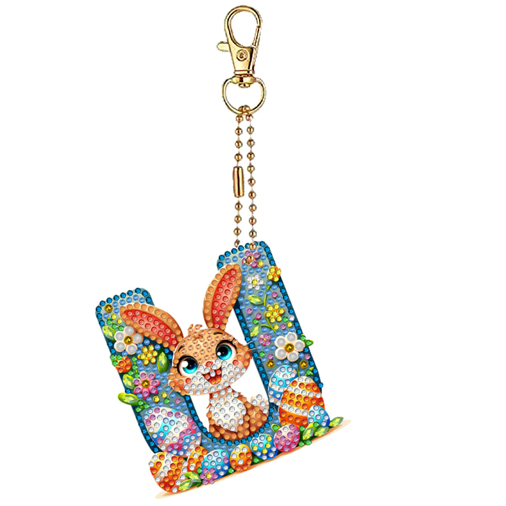 PET Double Sided Special Shaped Easter Alphabet DIY Diamond Painting Keychain