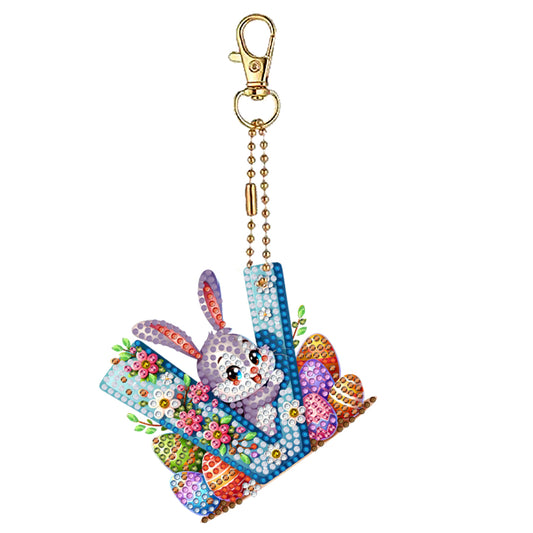 PET Double Sided Special Shaped Easter Alphabet DIY Diamond Painting Keychain