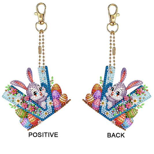 PET Double Sided Special Shaped Easter Alphabet DIY Diamond Painting Keychain