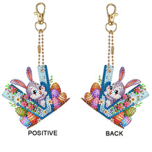 Load image into Gallery viewer, PET Double Sided Special Shaped Easter Alphabet DIY Diamond Painting Keychain
