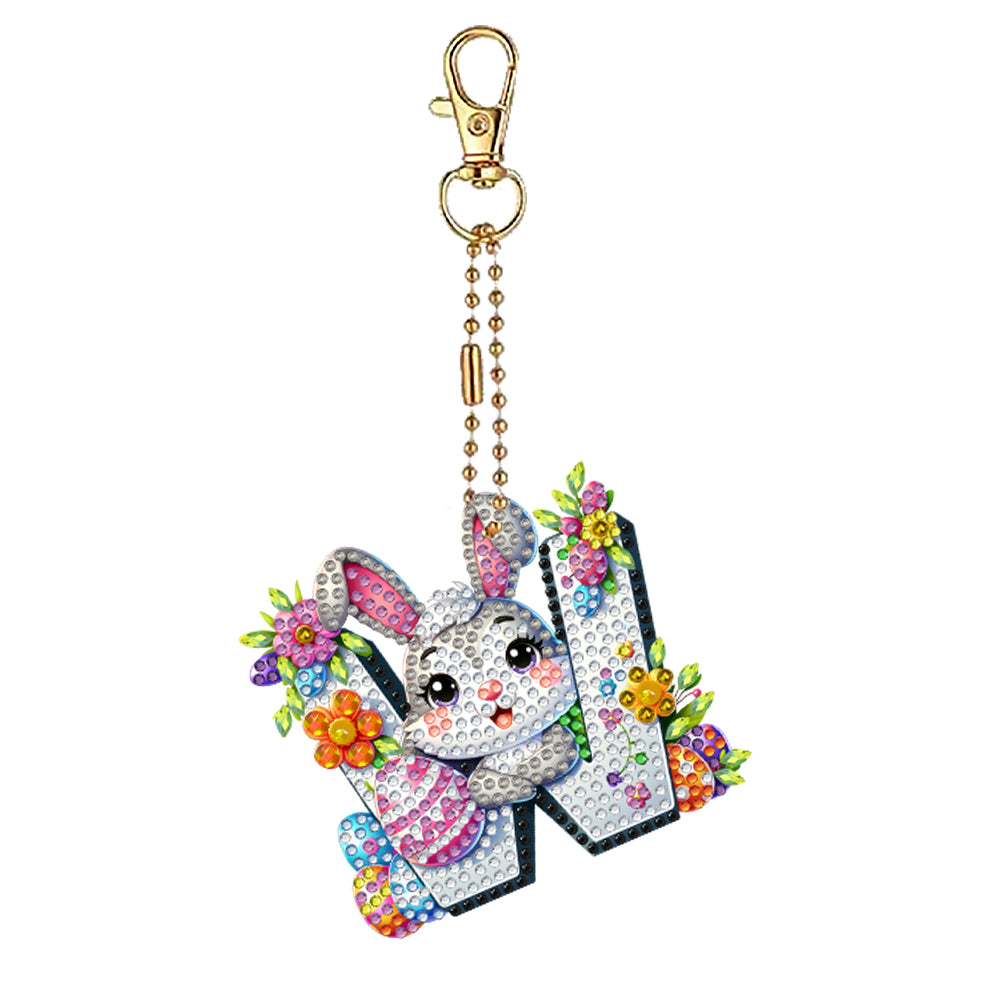 PET Double Sided Special Shaped Easter Alphabet DIY Diamond Painting Keychain