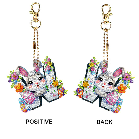 PET Double Sided Special Shaped Easter Alphabet DIY Diamond Painting Keychain