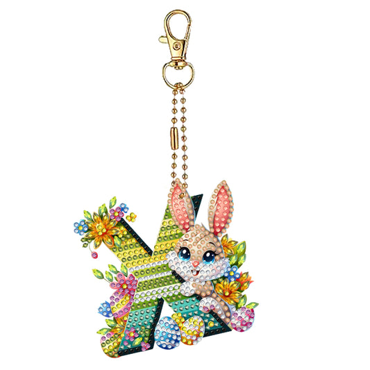 PET Double Sided Special Shaped Easter Alphabet DIY Diamond Painting Keychain