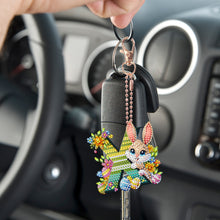 Load image into Gallery viewer, PET Double Sided Special Shaped Easter Alphabet DIY Diamond Painting Keychain
