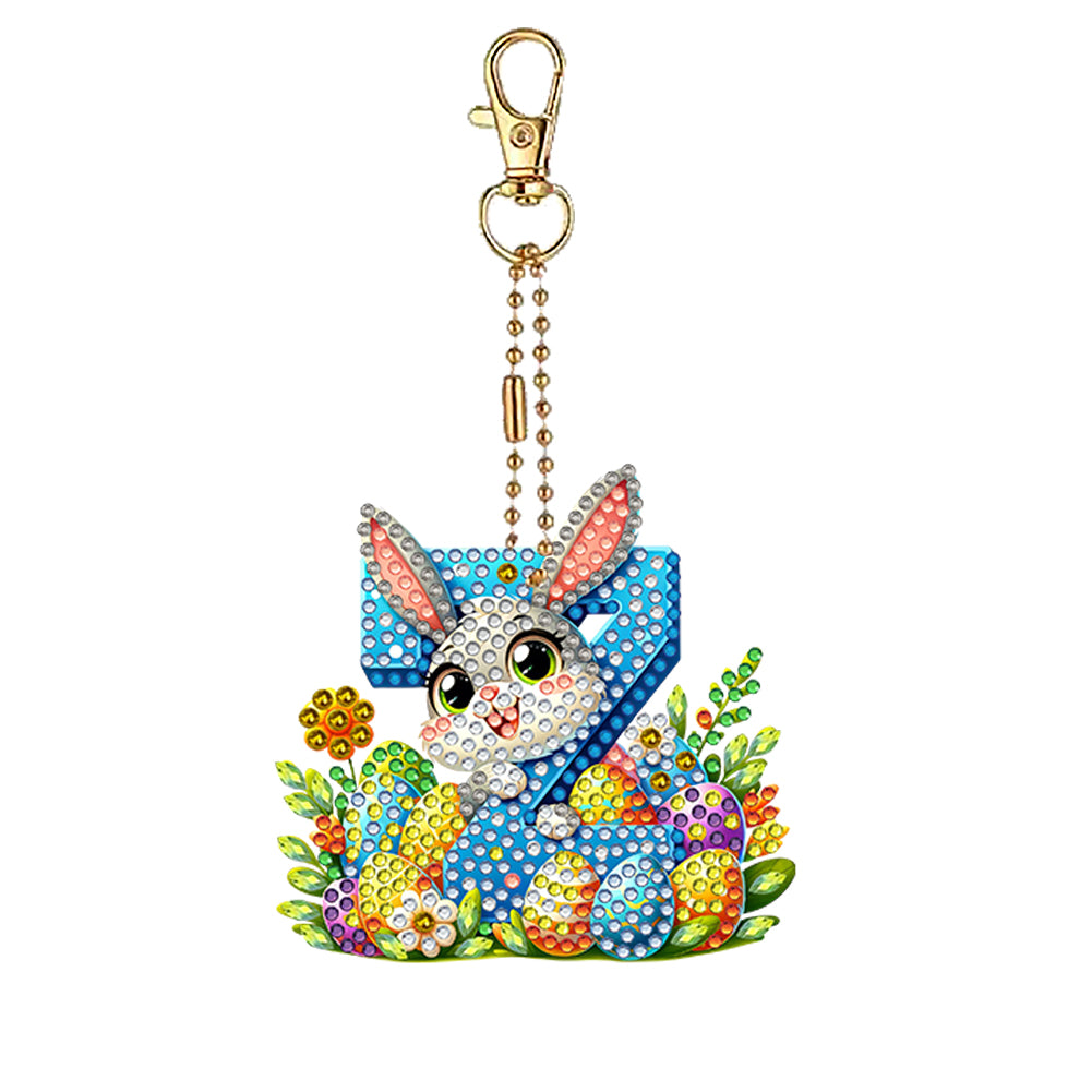 PET Double Sided Special Shaped Easter Alphabet DIY Diamond Painting Keychain