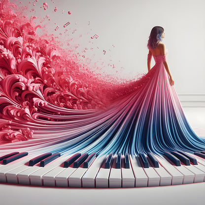 Diamond Painting - Full Round - Piano Skirt Girl (40*40CM)